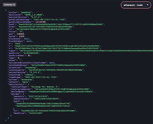 Type 0 transaction example using Blocknative's mempool.