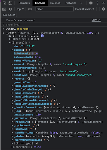 window.ethereum console window